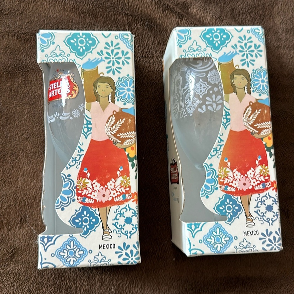 Two Stella Artois Chalices with Mexican influence art.